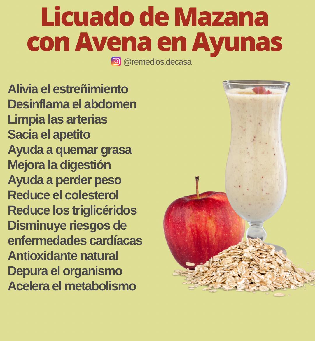 Licuado de Manzana con Avena en Ayunas: Beneficios, Ingredientes y Preparacion