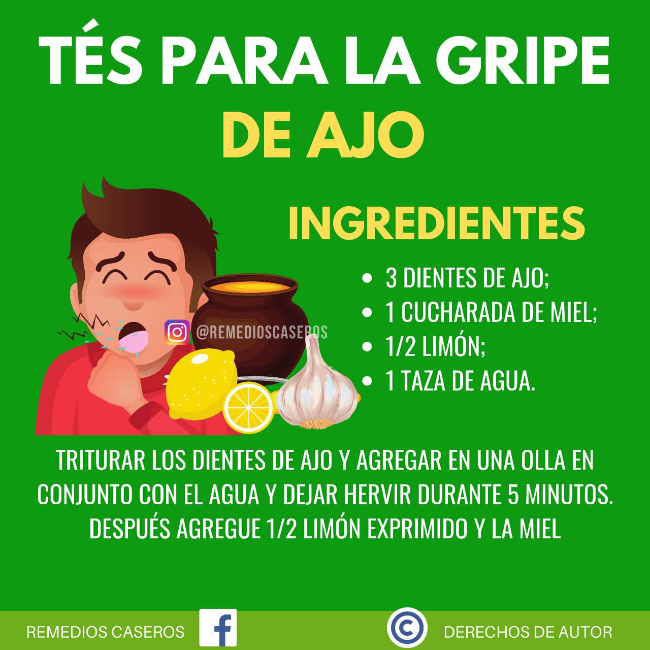 Remedio natural para la gripe: Ajo, limon y miel