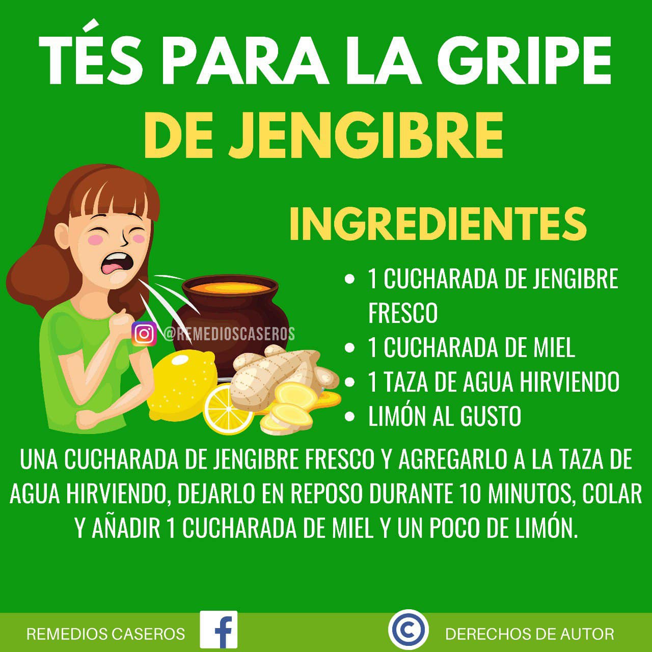 Remedio natural para la gripe: Te de jengibre, limon y miel