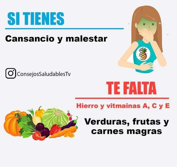 Remedio natural para combatir el cansancio y malestar: Hierro y vitaminas A, C y E