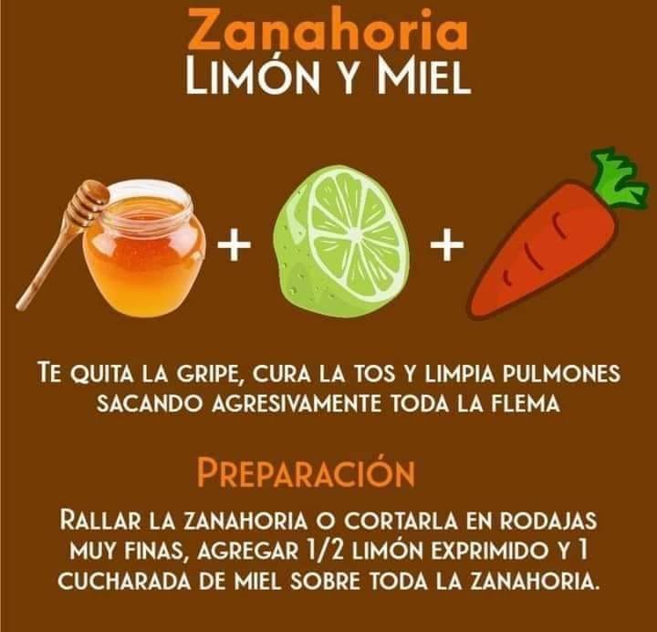 Remedio natural con zanahoria, limon y miel para aliviar la gripe y la tos