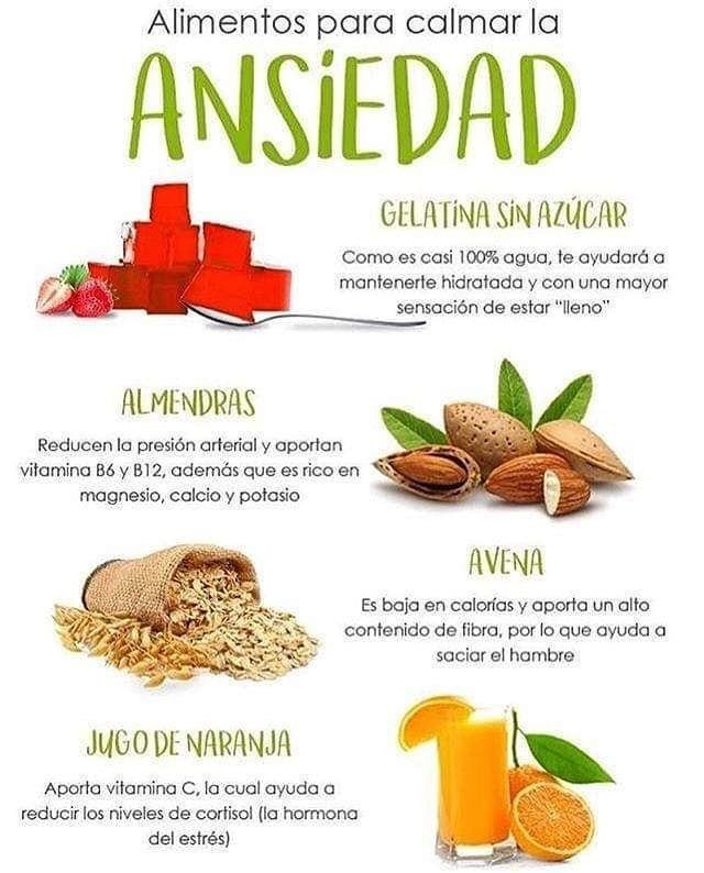 Alimentos para calmar la ansiedad: Gelatina sin azucar, almendras y jugo de naranja