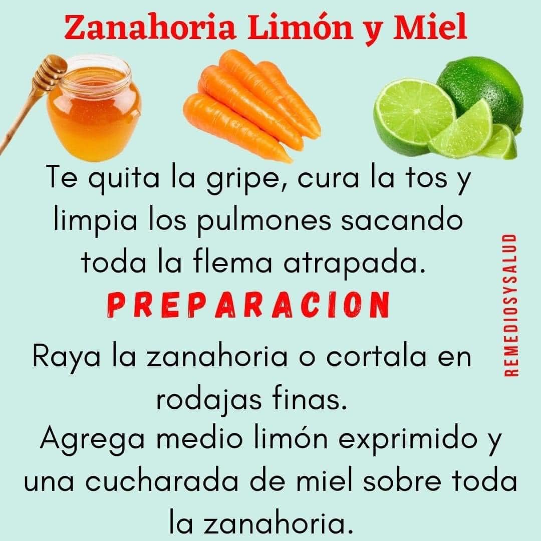 Remedio Natural de Zanahoria, Limon y Miel para Combatir la Gripe