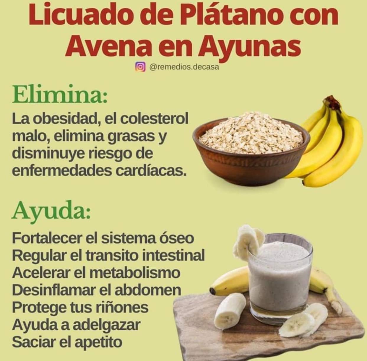 Licuado de Platano con Avena: Un Remedio Natural para la Salud