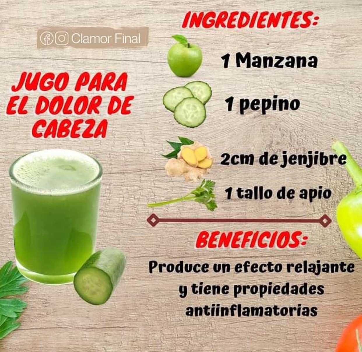 Jugo Natural para Aliviar el Dolor de Cabeza