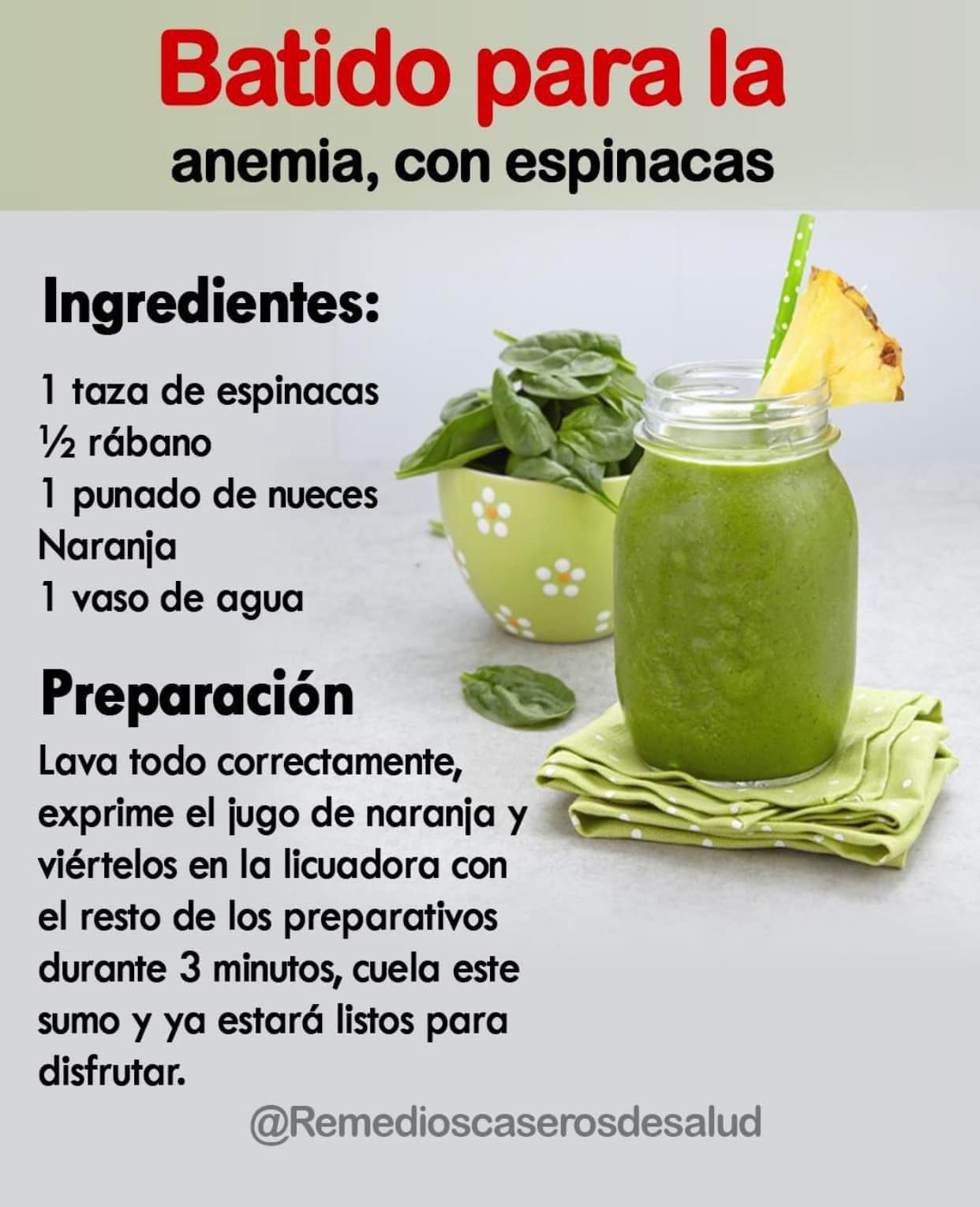 Batido Nutritivo para Combatir la Anemia con Espinacas