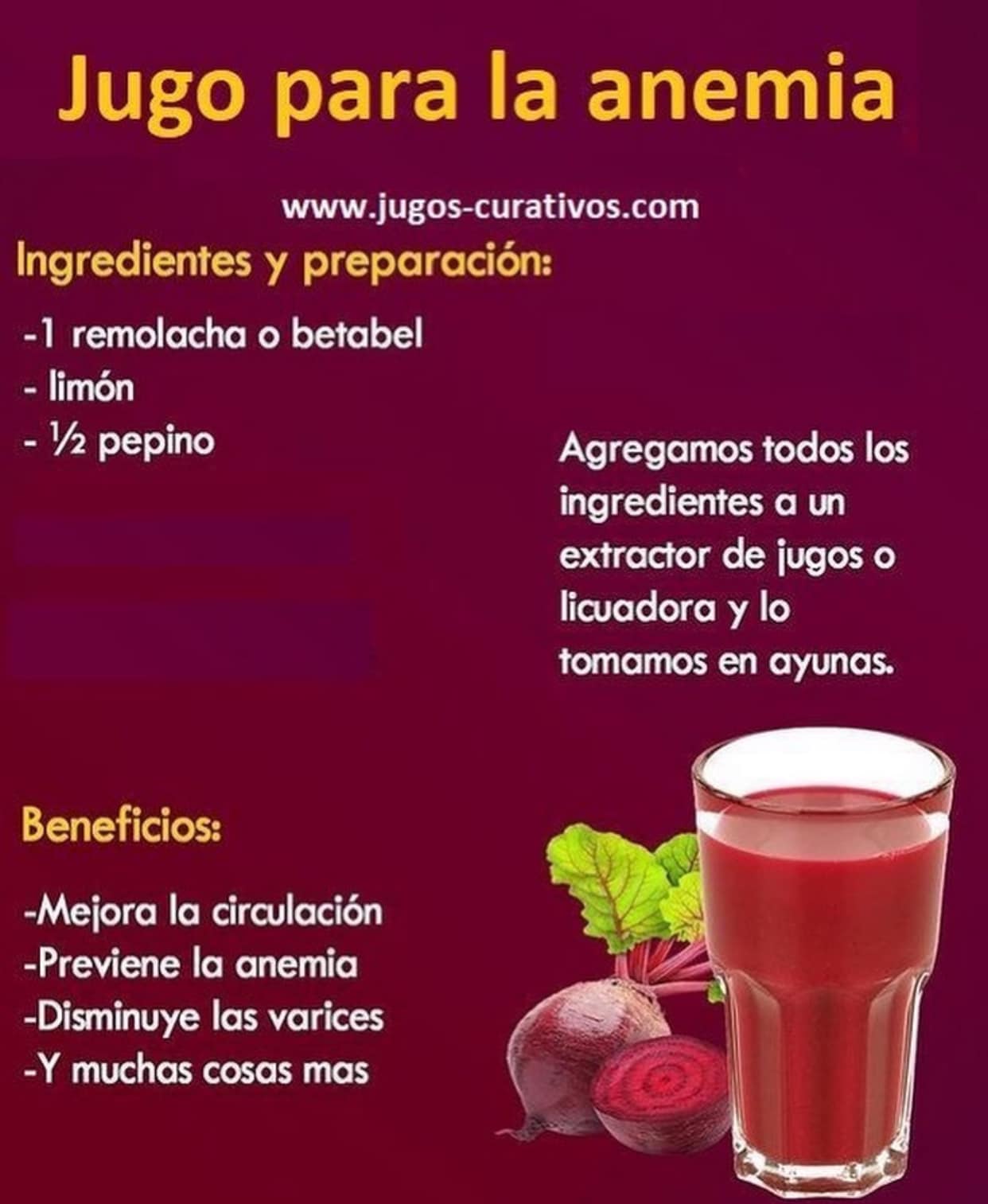 Jugo Natural para Combatir la Anemia: Receta y Beneficios